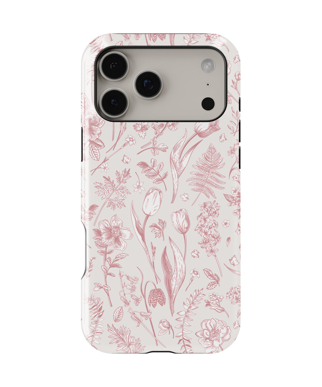 Pink Botanical Line Art Floral MagSafe iPhone Tough Case - i17PMT p1