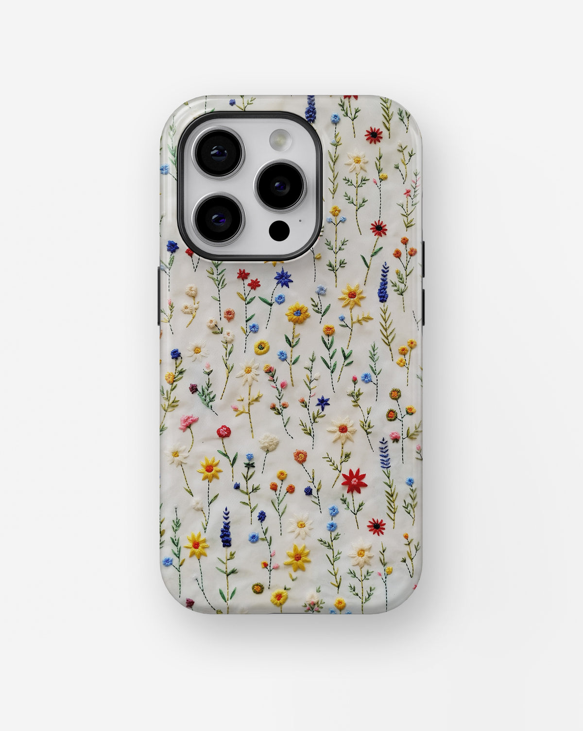 Embroidered Wildflower Meadow MagSafe iPhone Tough Case - i15 pro tough p1