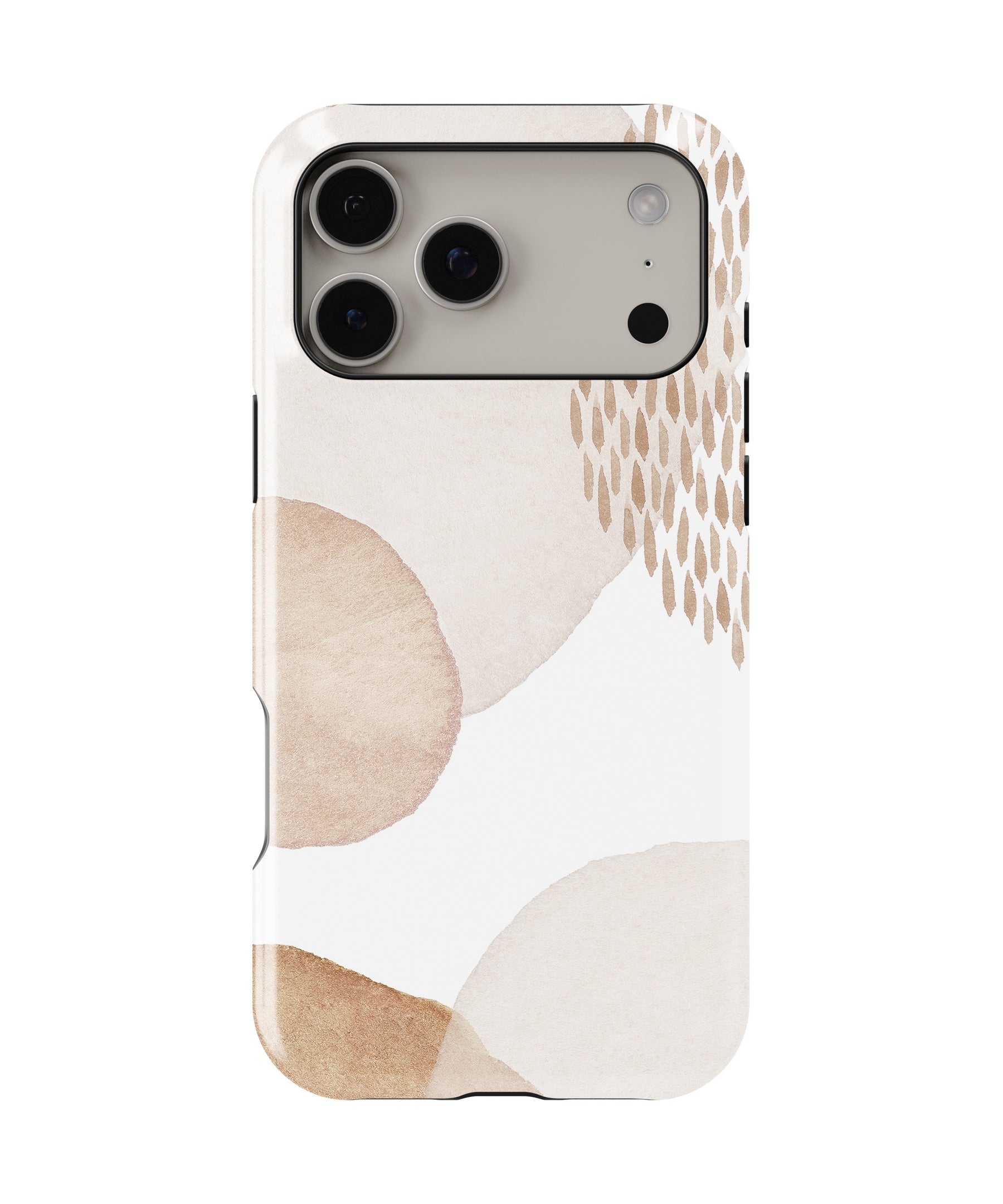 Neutral Abstract Organic Shapes MagSafe iPhone Tough Case – Custom Name Option