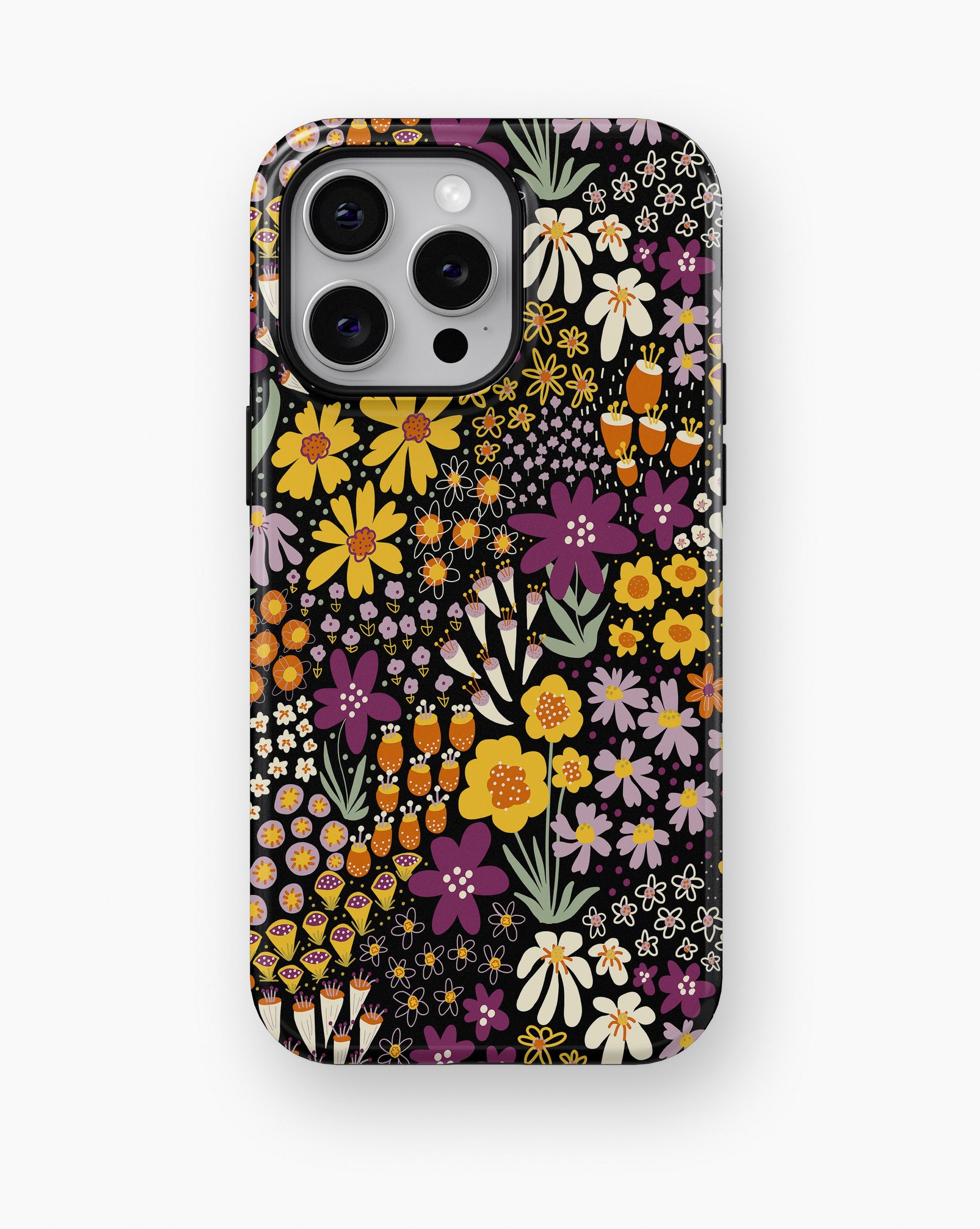 Black Retro Floral Garden MagSafe iPhone Tough Case - i15 pro max tough p1