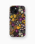 Black Retro Floral Garden MagSafe iPhone Tough Case - i15 tough p1