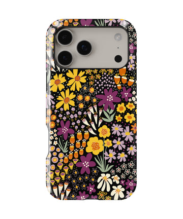 Black Retro Floral Garden MagSafe iPhone Tough Case - i17PMT p1