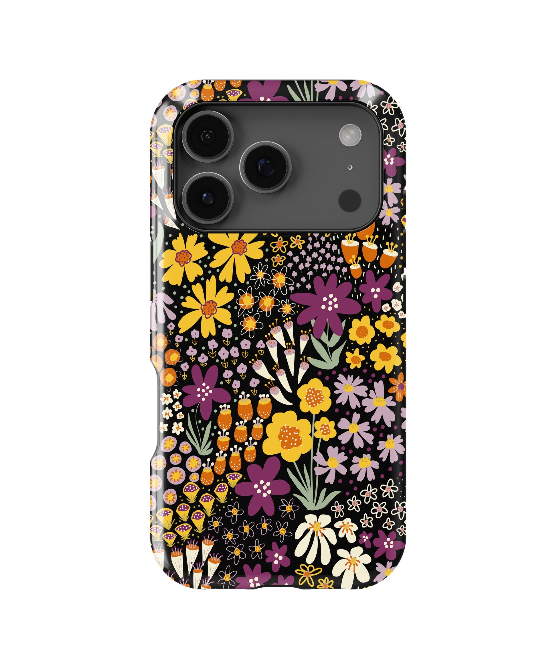 Black Retro Floral Garden MagSafe iPhone Tough Case - i17PT p1