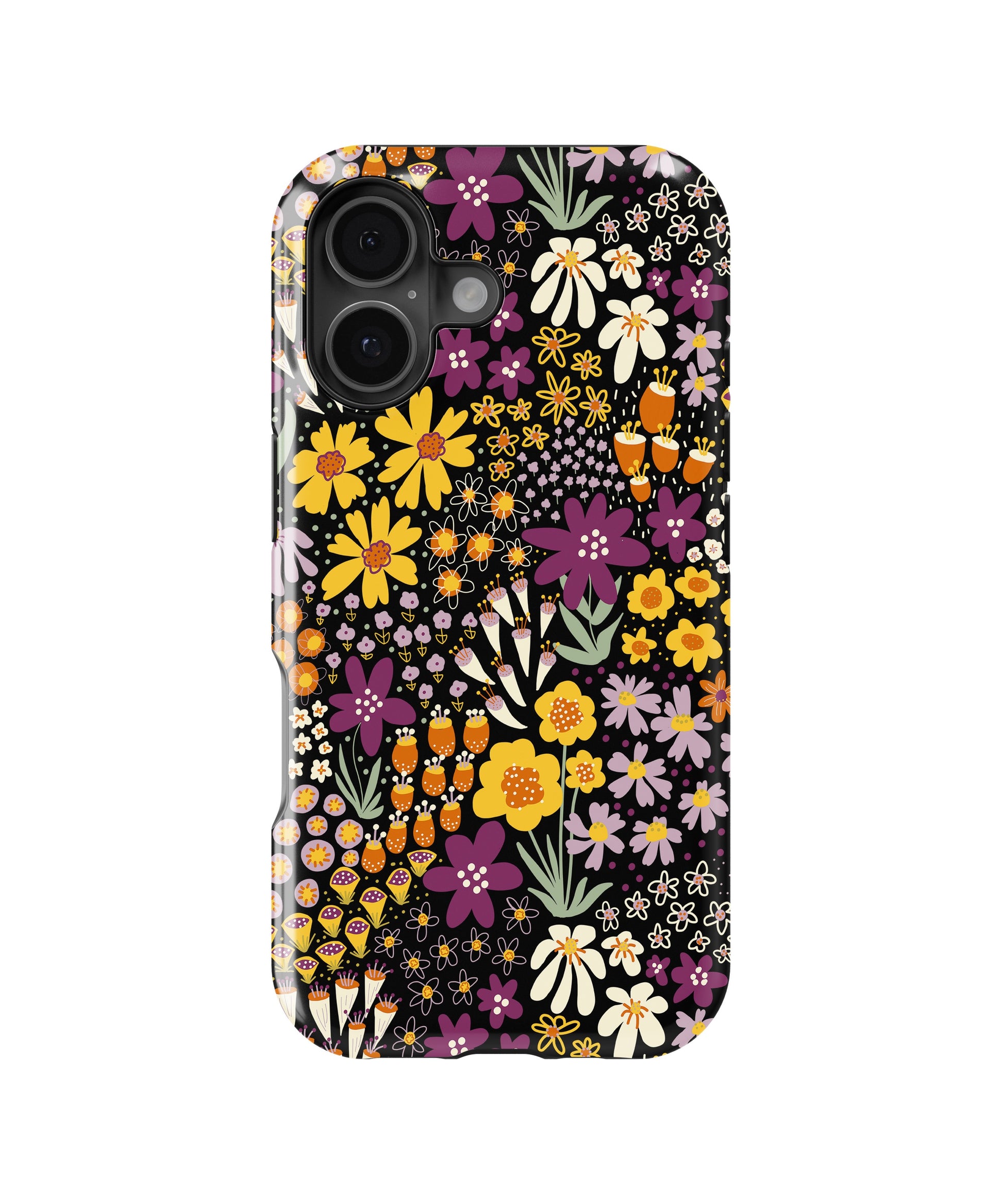Black Retro Floral Garden MagSafe iPhone Tough Case - i17T p1