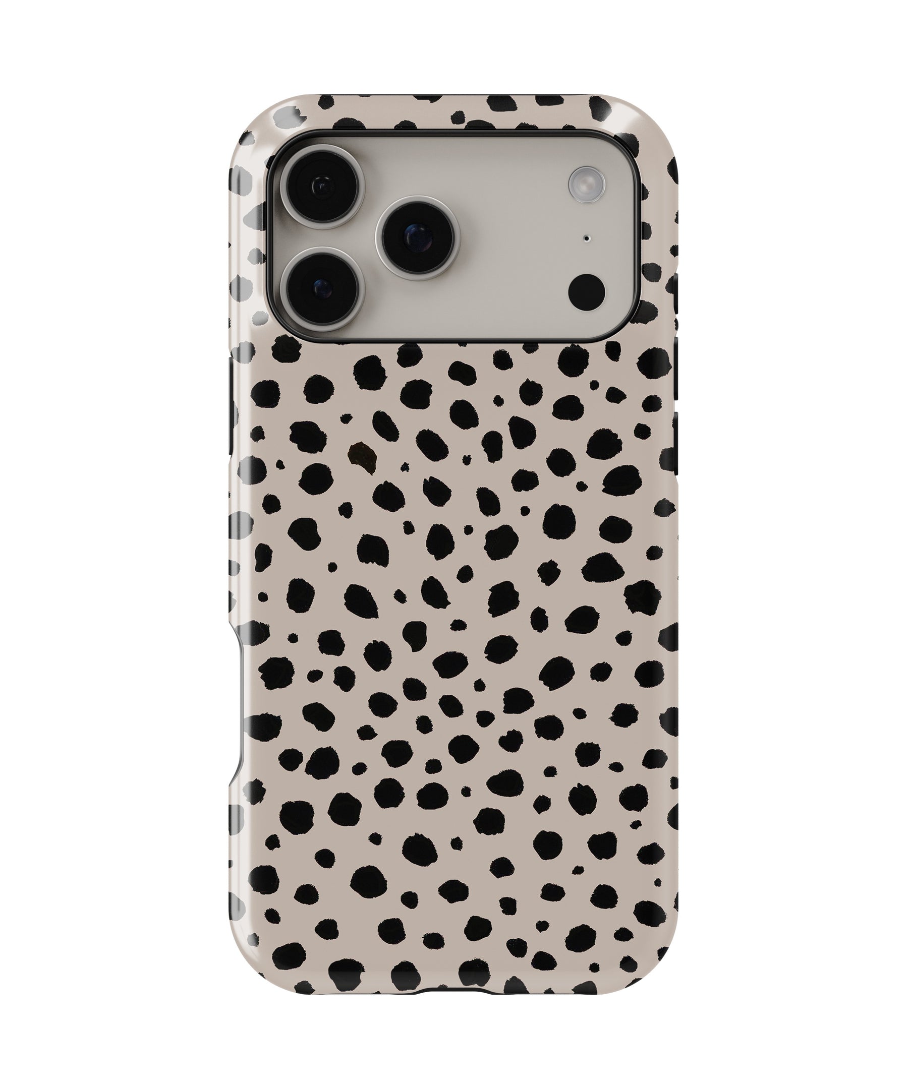 Taupe Black Dalmatian Spot MagSafe iPhone Tough Case – Custom Name Option