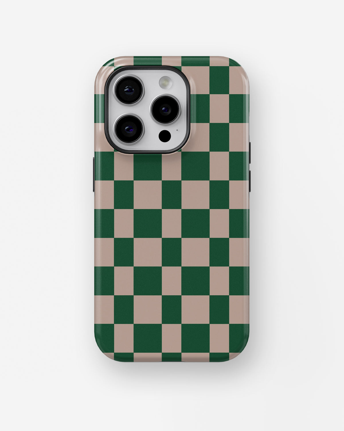 Green Beige Checkerboard MagSafe iPhone Tough Case - i15 pro tough p1