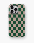 Green Beige Checkerboard MagSafe iPhone Tough Case - i15 pro max tough p1