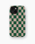Green Beige Checkerboard MagSafe iPhone Tough Case - i15 tough p1
