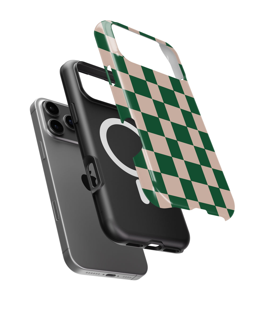 Green Beige Checkerboard MagSafe iPhone Tough Case - i17PMT p11