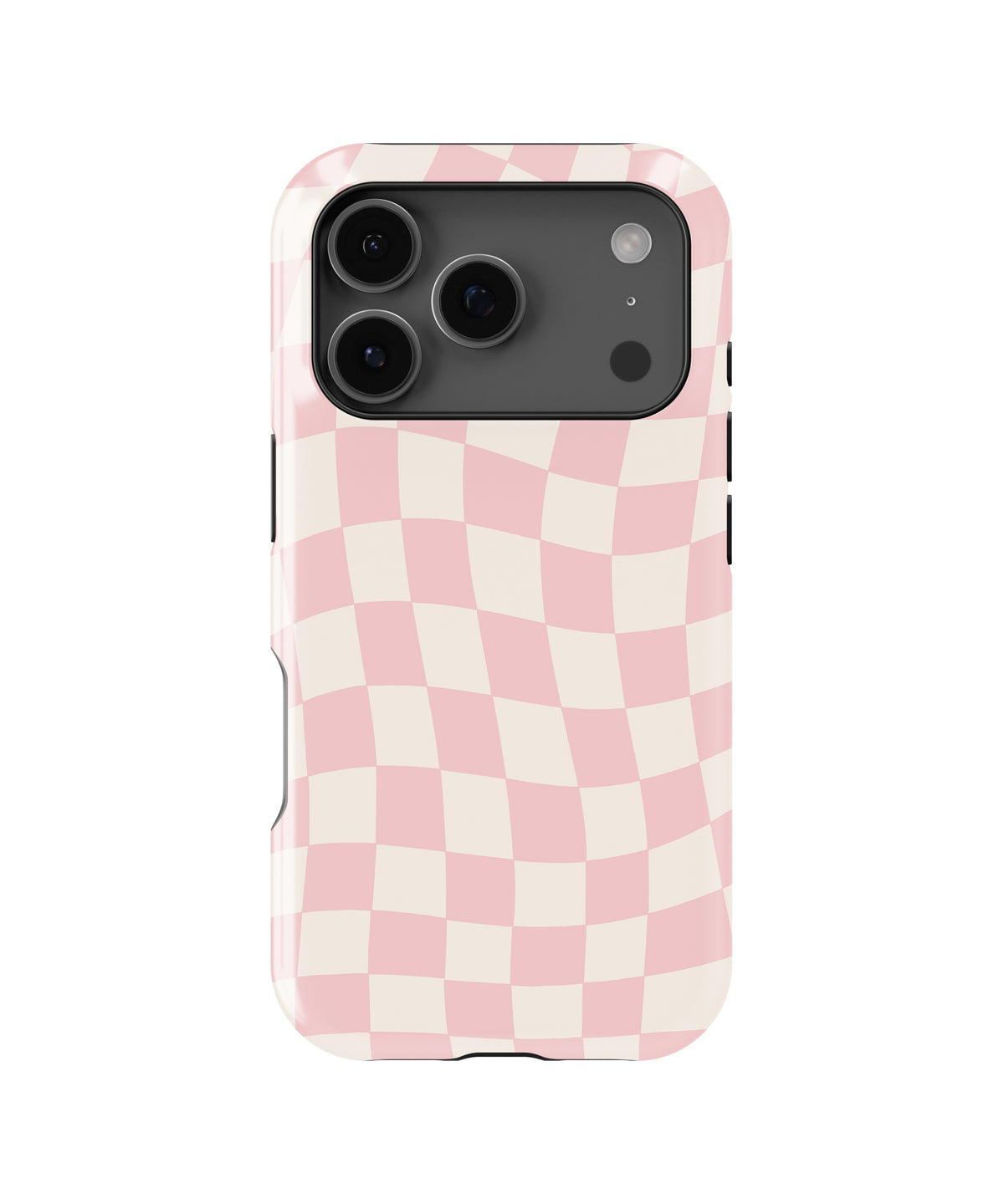 Pink Cream Wavy Checkerboard MagSafe iPhone Tough Case - i17PT p1