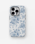 Blue Toile Floral Bouquet MagSafe iPhone Tough Case - i15 pro tough p1