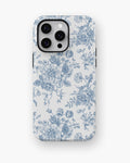 Blue Toile Floral Bouquet MagSafe iPhone Tough Case - i15 pro max tough p1