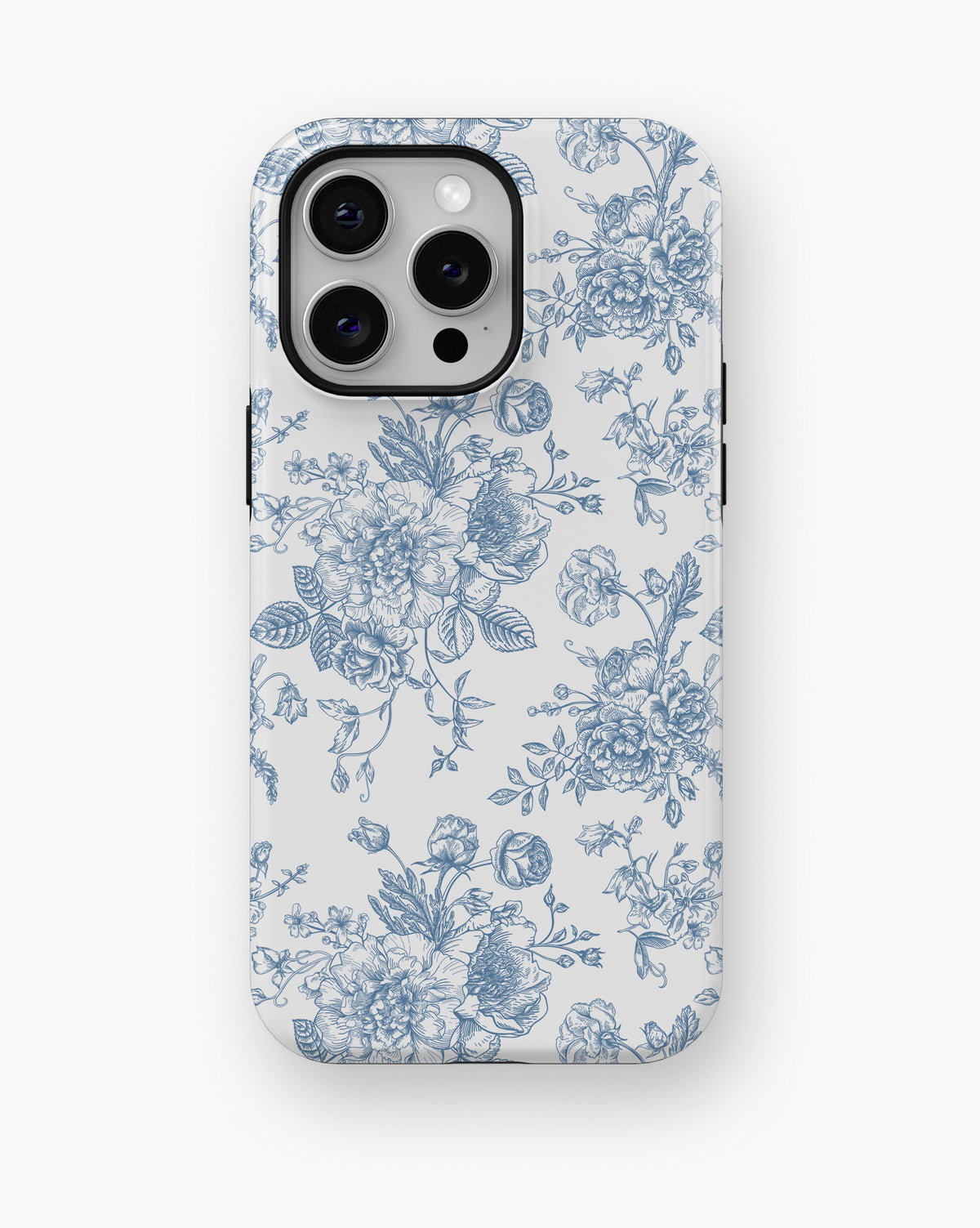 Blue Toile Floral Bouquet MagSafe iPhone Tough Case - i15 pro max tough p1