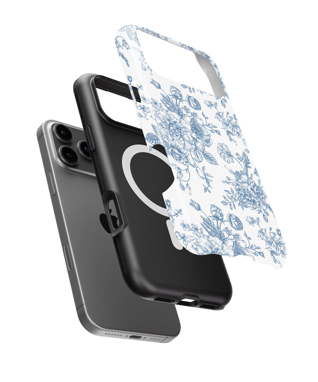 Blue Toile Floral Bouquet MagSafe iPhone Tough Case - i17PMT p1