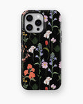 Black Wildflower Botanical MagSafe iPhone Tough Case - i15 pro max tough p1