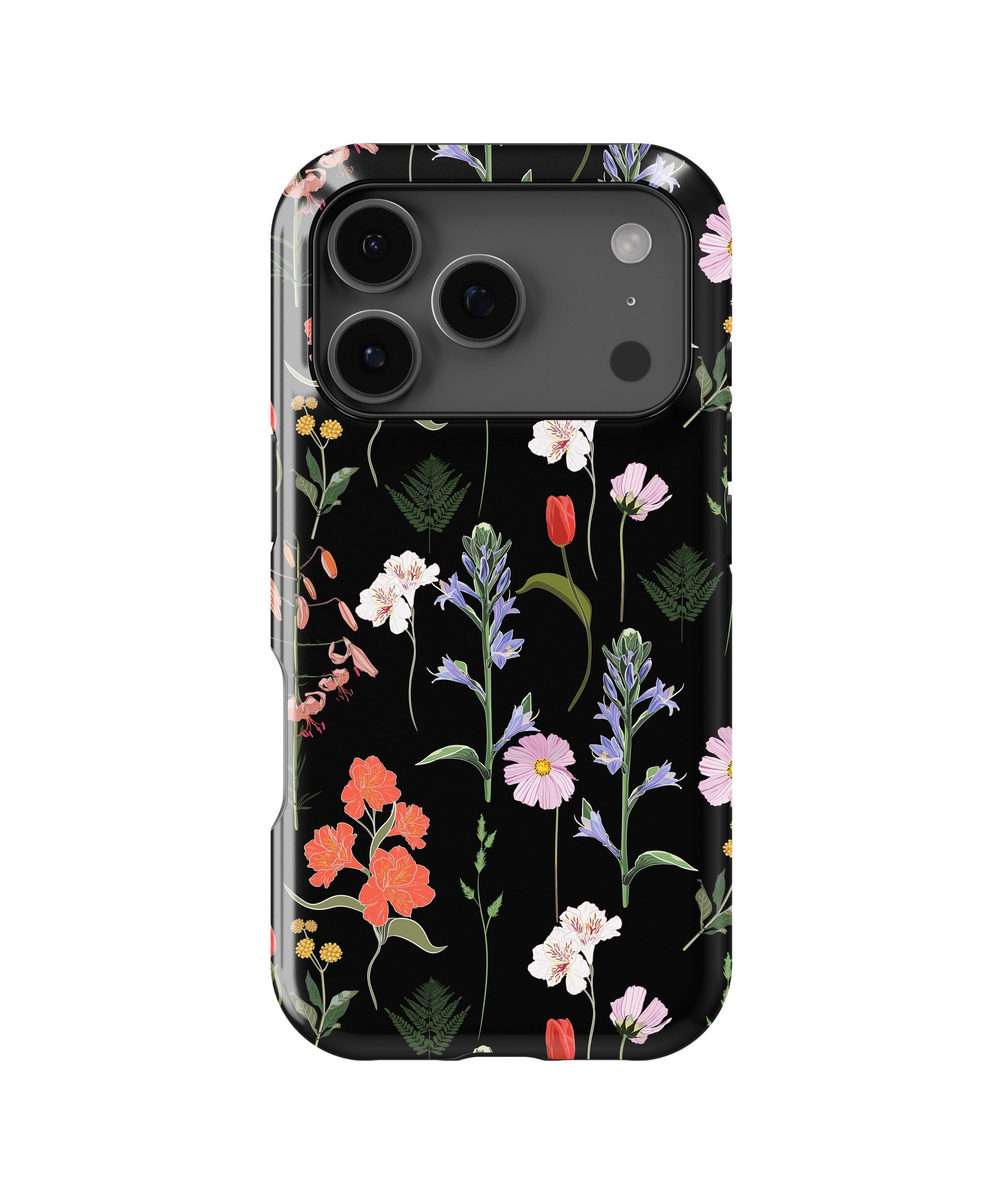 Black Wildflower Botanical MagSafe iPhone Tough Case - i17PT p1
