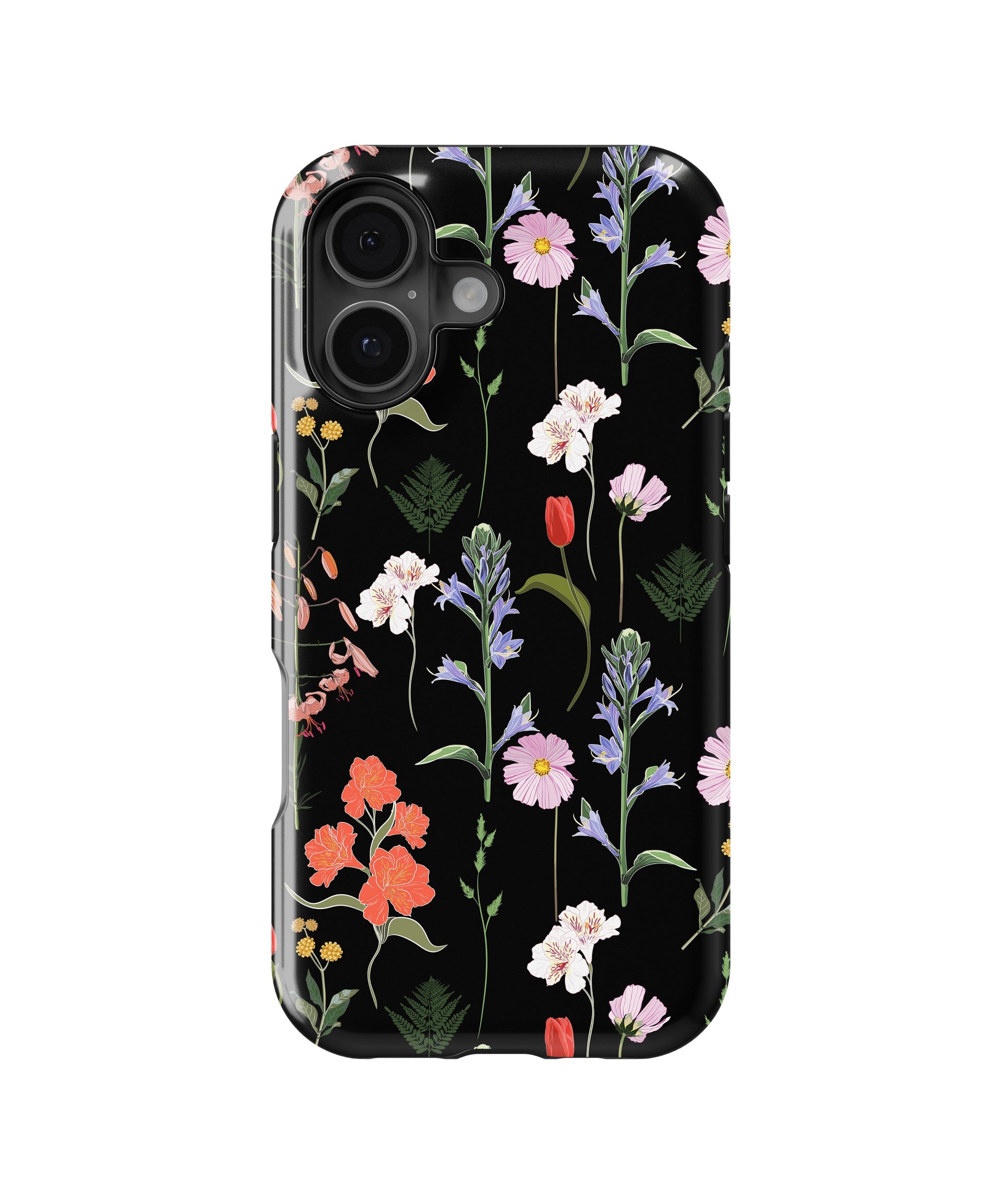 Black Wildflower Botanical MagSafe iPhone Tough Case - i17T p1