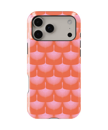 Coral Pink Art Deco Fan MagSafe iPhone Tough Case - i17PMT p1