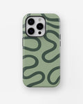 Sage Green Abstract Wavy MagSafe iPhone Tough Case - i15 pro tough p1