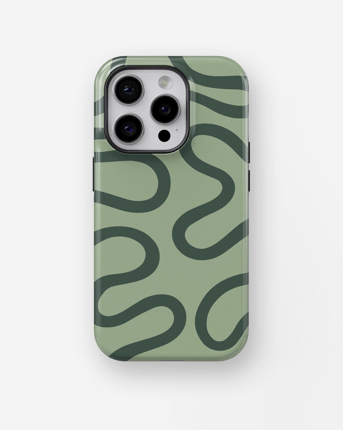 Sage Green Abstract Wavy MagSafe iPhone Tough Case - i15 pro tough p1