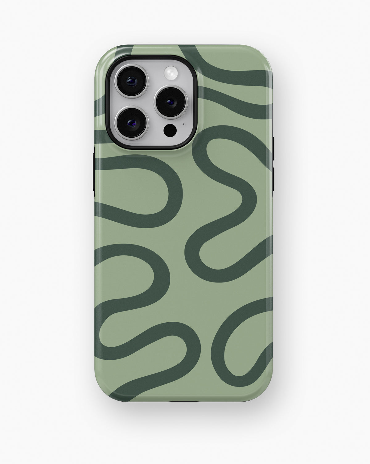 Sage Green Abstract Wavy MagSafe iPhone Tough Case - i15 pro max tough p1