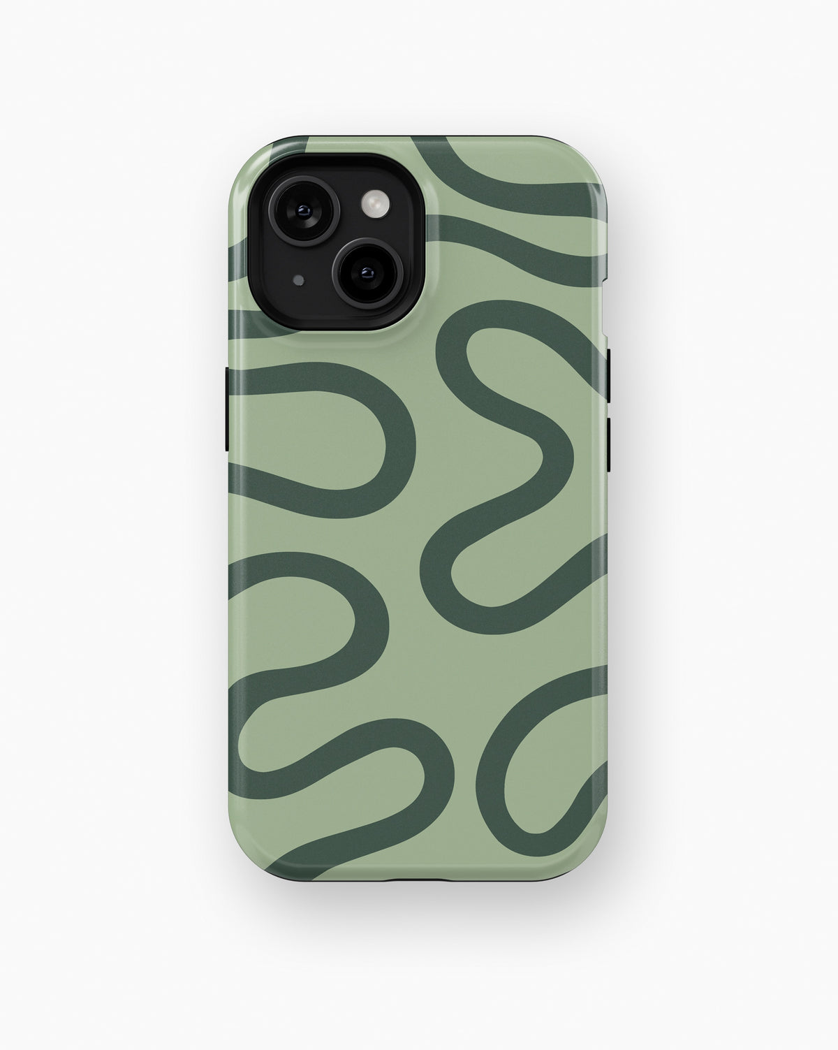 Sage Green Abstract Wavy MagSafe iPhone Tough Case - i15 tough p1