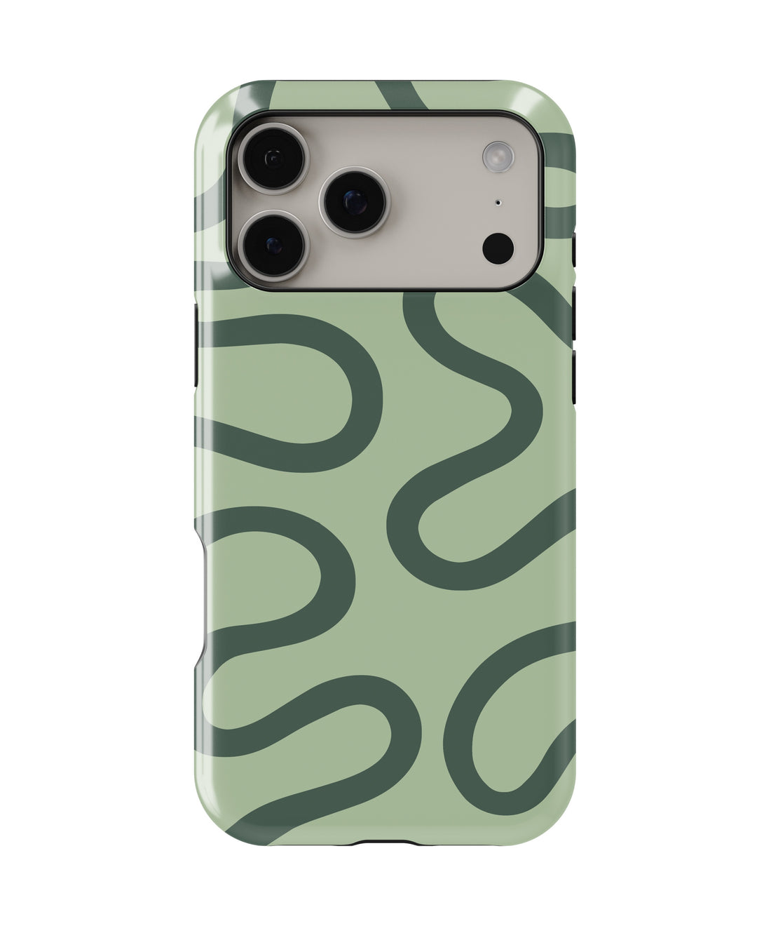 Sage Green Abstract Wavy MagSafe iPhone Tough Case - i17PMT p1