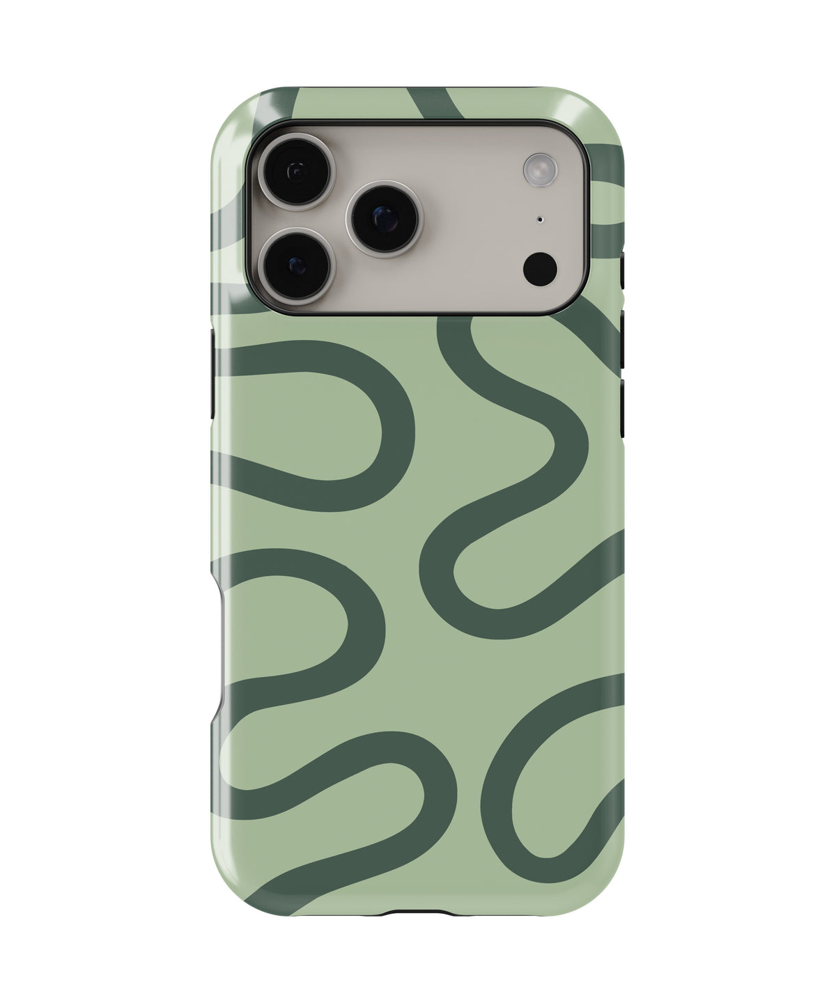 Sage Green Abstract Wavy MagSafe iPhone Tough Case - i17PMT p1