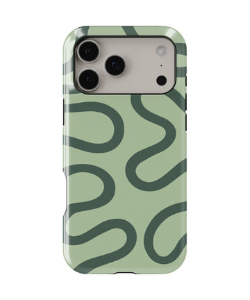 Sage Green Abstract Wavy MagSafe iPhone Tough Case - i17PMT p1