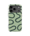 Sage Green Abstract Wavy MagSafe iPhone Tough Case - i17PT p1