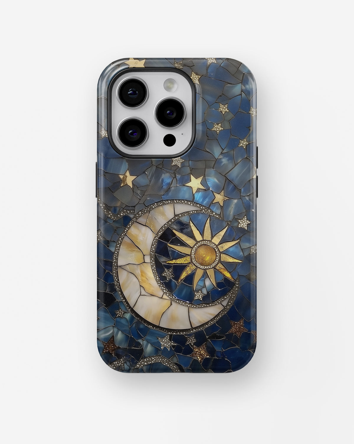 Blue Gold Celestial Mosaic MagSafe iPhone Tough Case - i15 pro tough p1