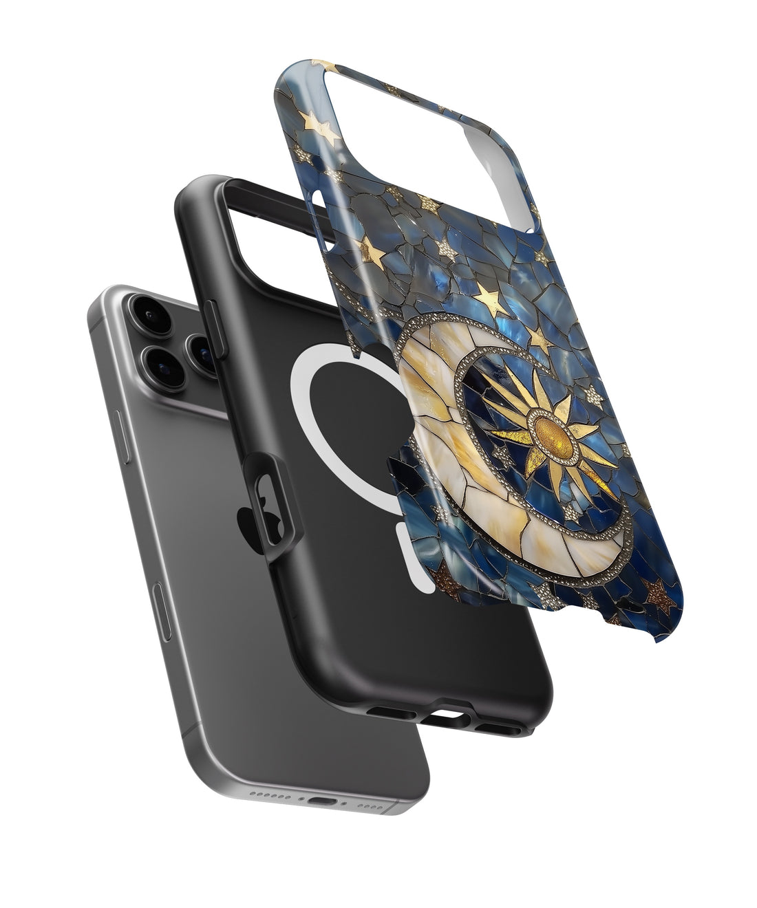 Blue Gold Celestial Mosaic MagSafe iPhone Tough Case - i17PMT p1