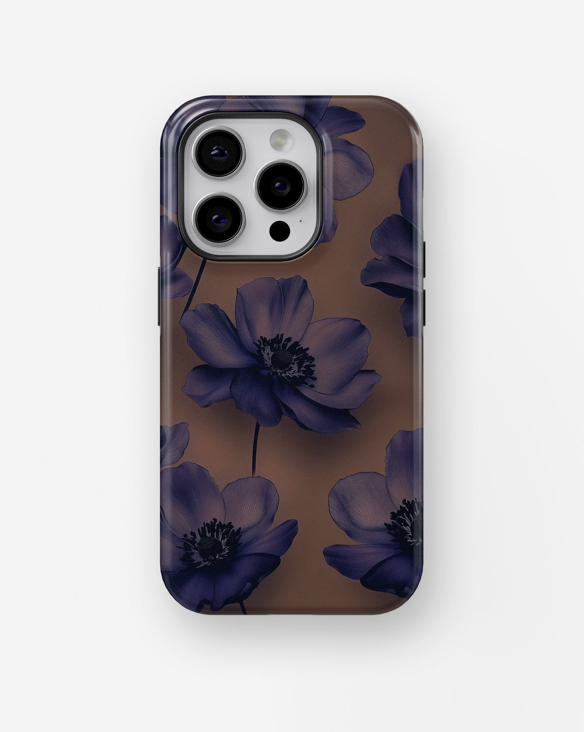 Purple Floral Taupe MagSafe iPhone Tough Case - i15 pro tough p1
