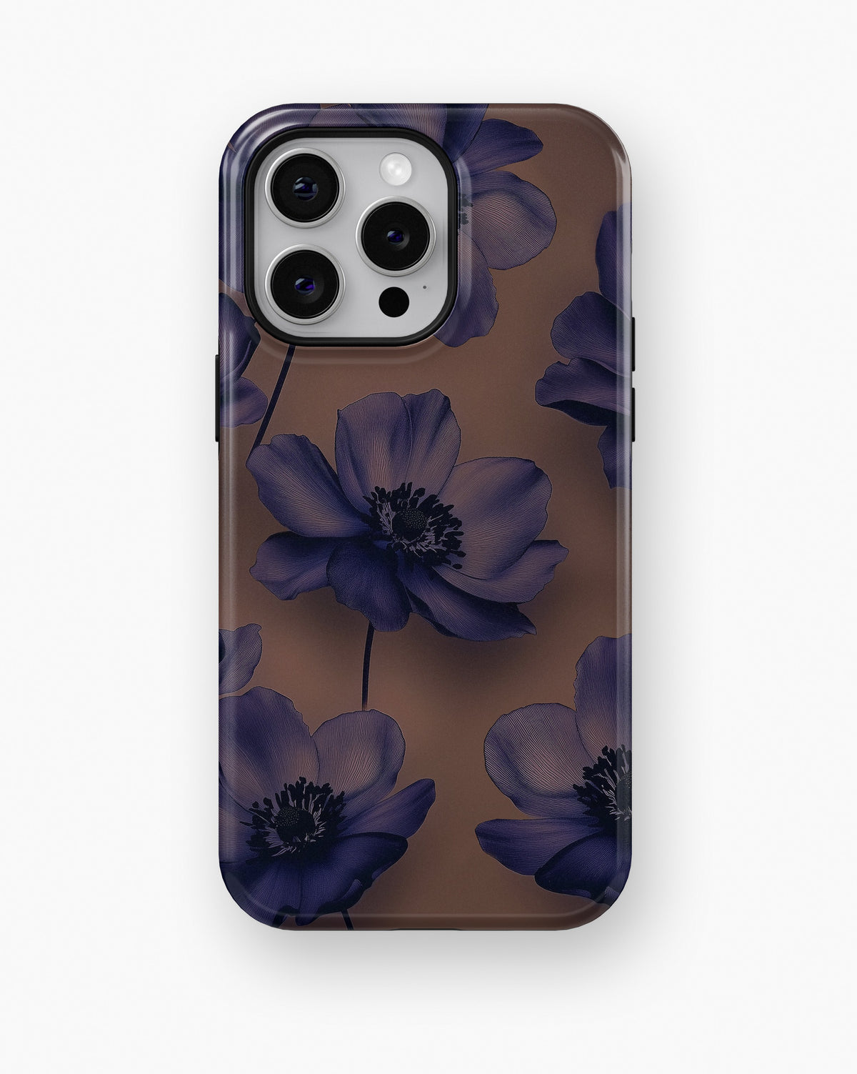 Purple Floral Taupe MagSafe iPhone Tough Case - i15 pro max tough p1