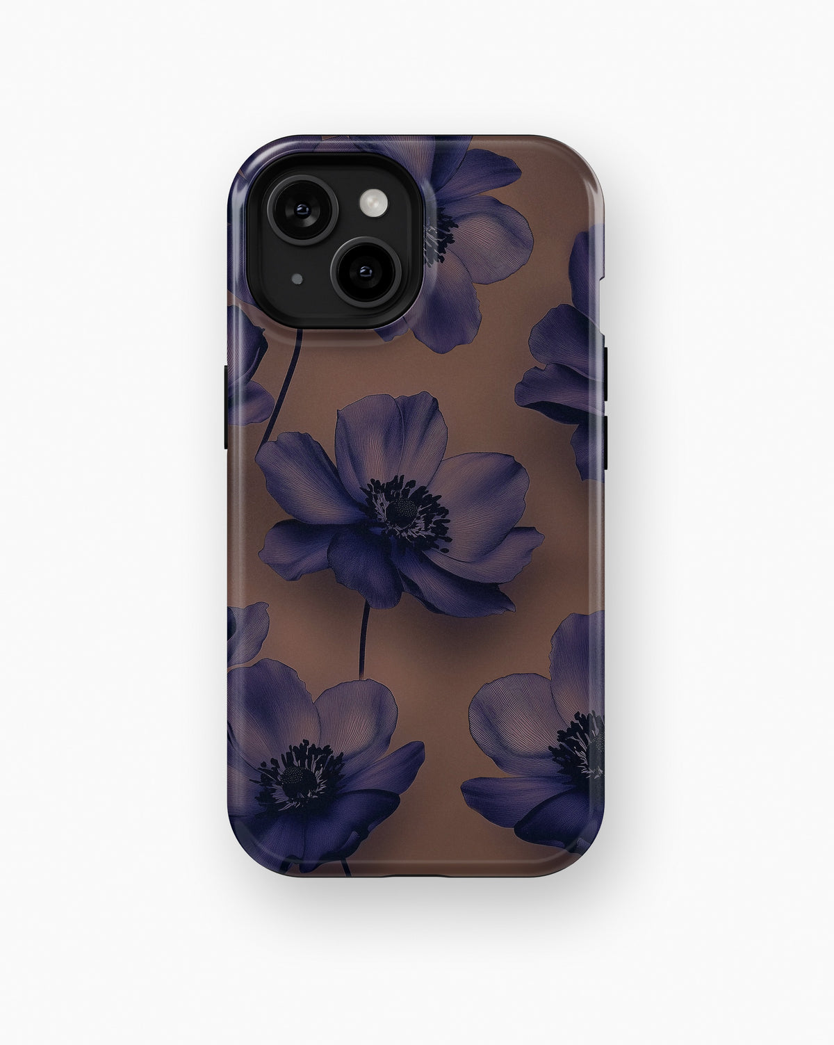 Purple Floral Taupe MagSafe iPhone Tough Case - i15 tough p1
