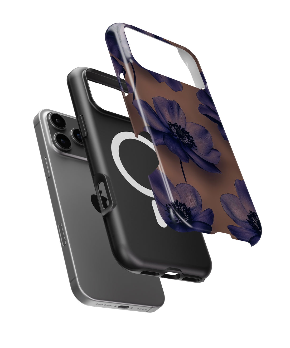 Purple Floral Taupe MagSafe iPhone Tough Case - i17PMT p11
