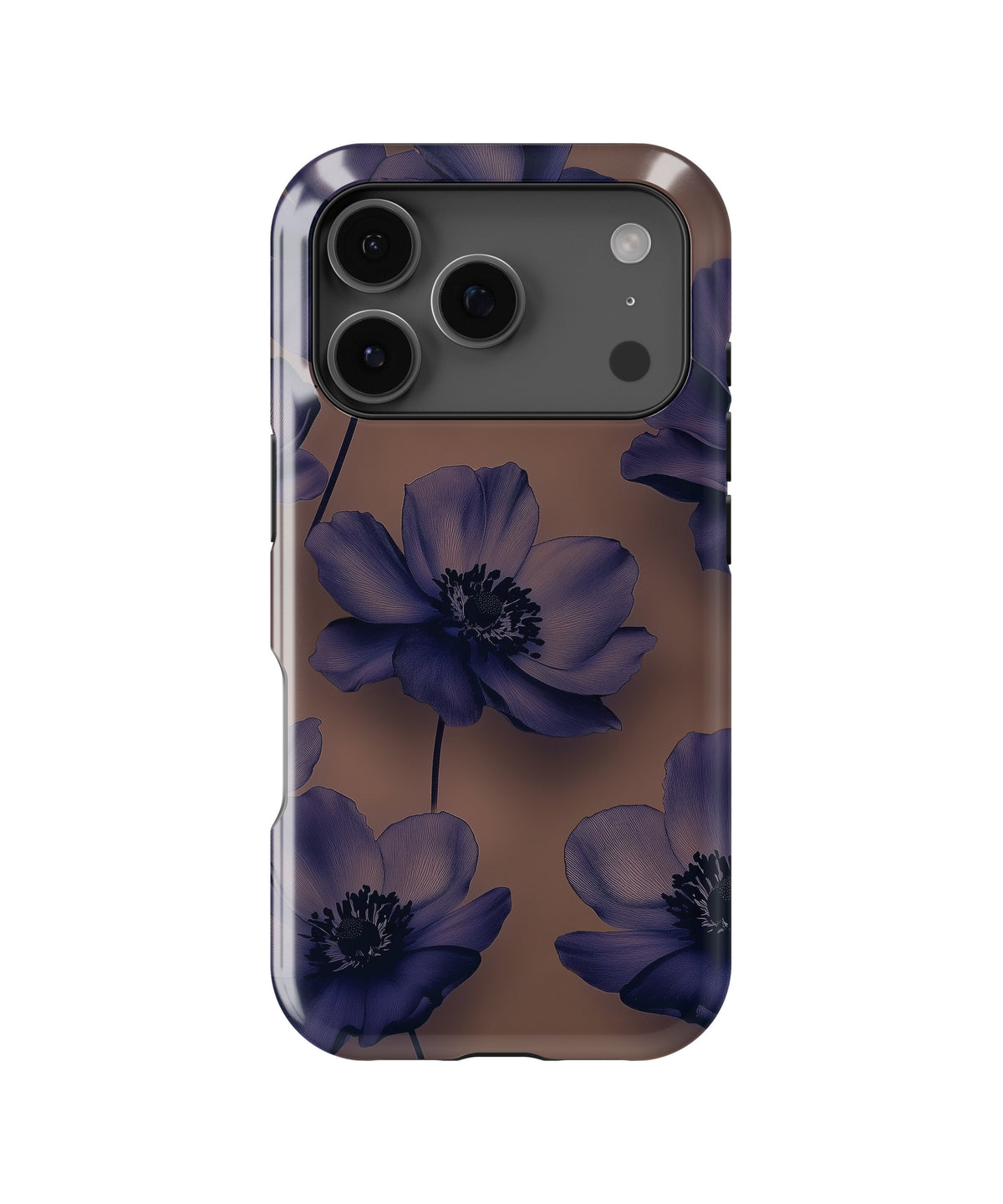 Purple Floral Taupe MagSafe iPhone Tough Case - i17PT p1