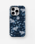 Navy Blue Rose Butterfly Floral MagSafe iPhone Tough Case - i15 pro tough p1