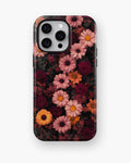 Dark Burgundy Daisy Rose Floral MagSafe iPhone Tough Case - i15 pro max tough p1