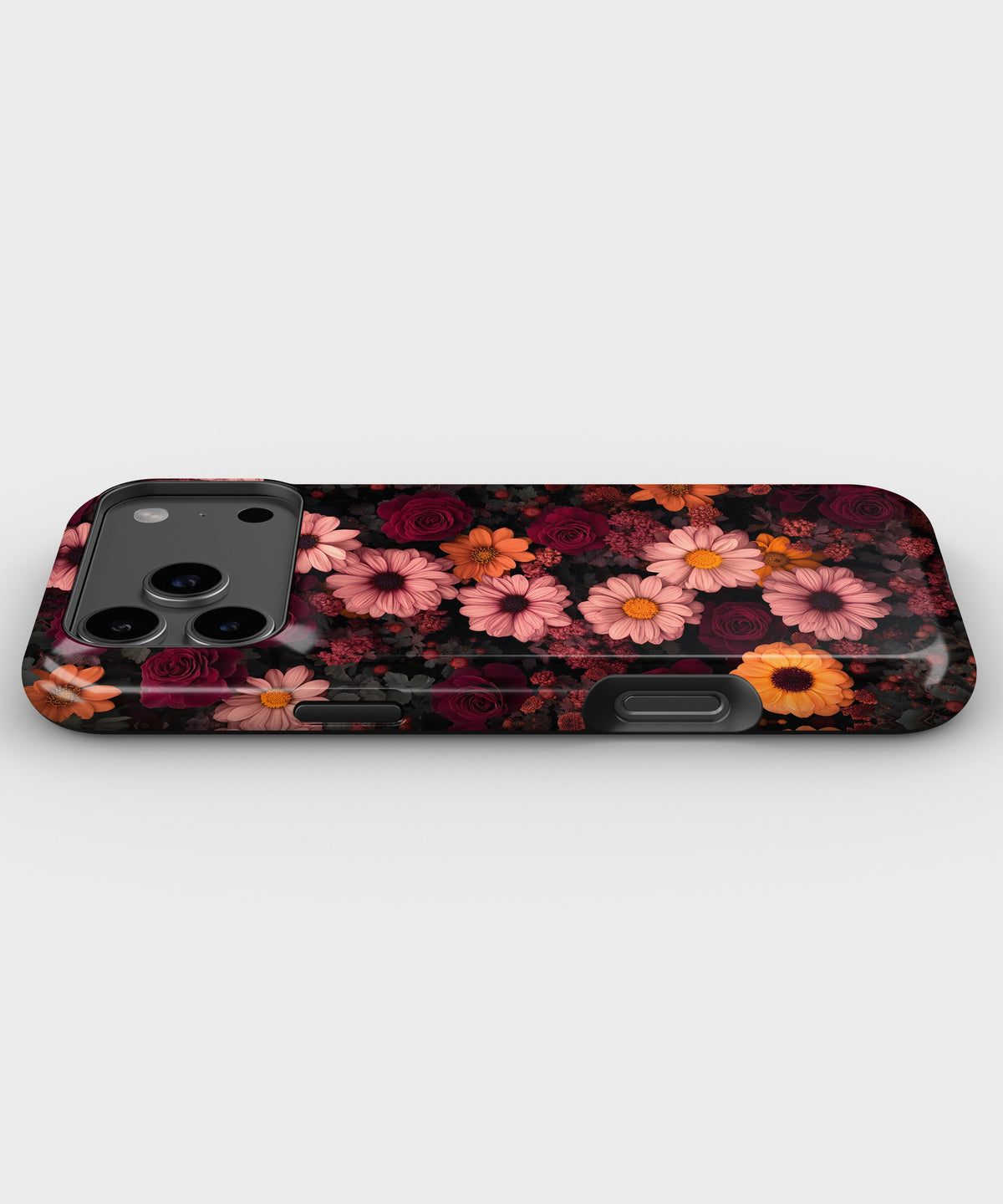 Dark Burgundy Daisy Rose Floral MagSafe iPhone Tough Case - i17PMT p3