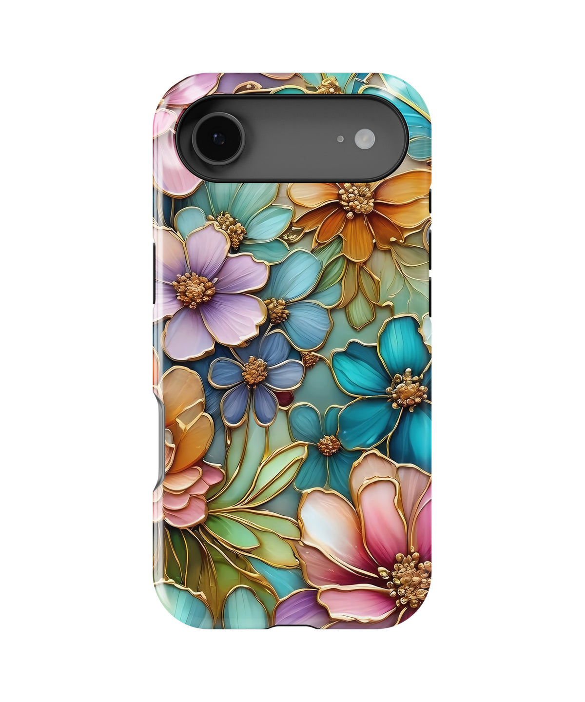Gold Stained Glass Floral MagSafe iPhone Tough Case - i17AT p1