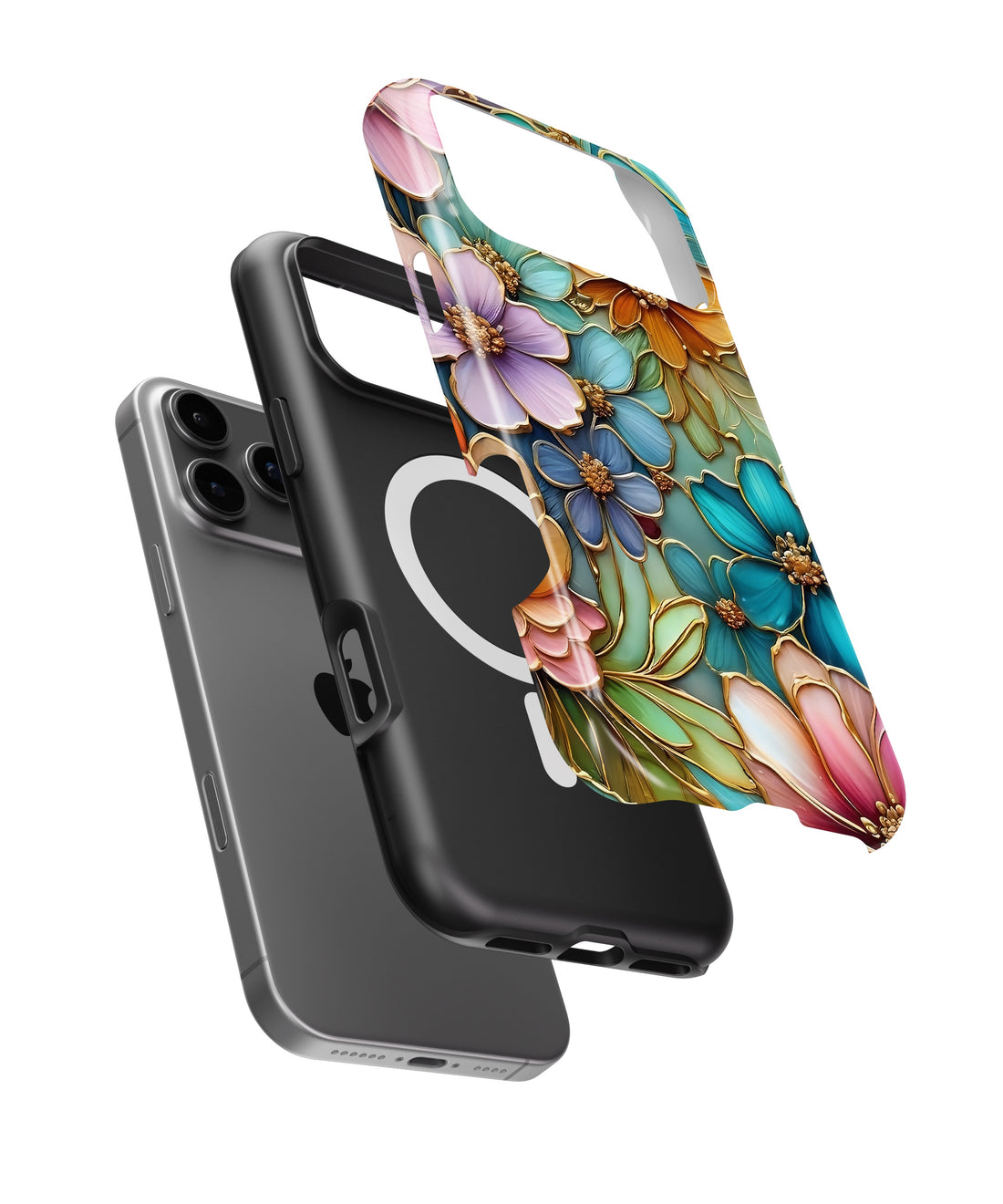 Gold Stained Glass Floral MagSafe iPhone Tough Case - i17PMT p1