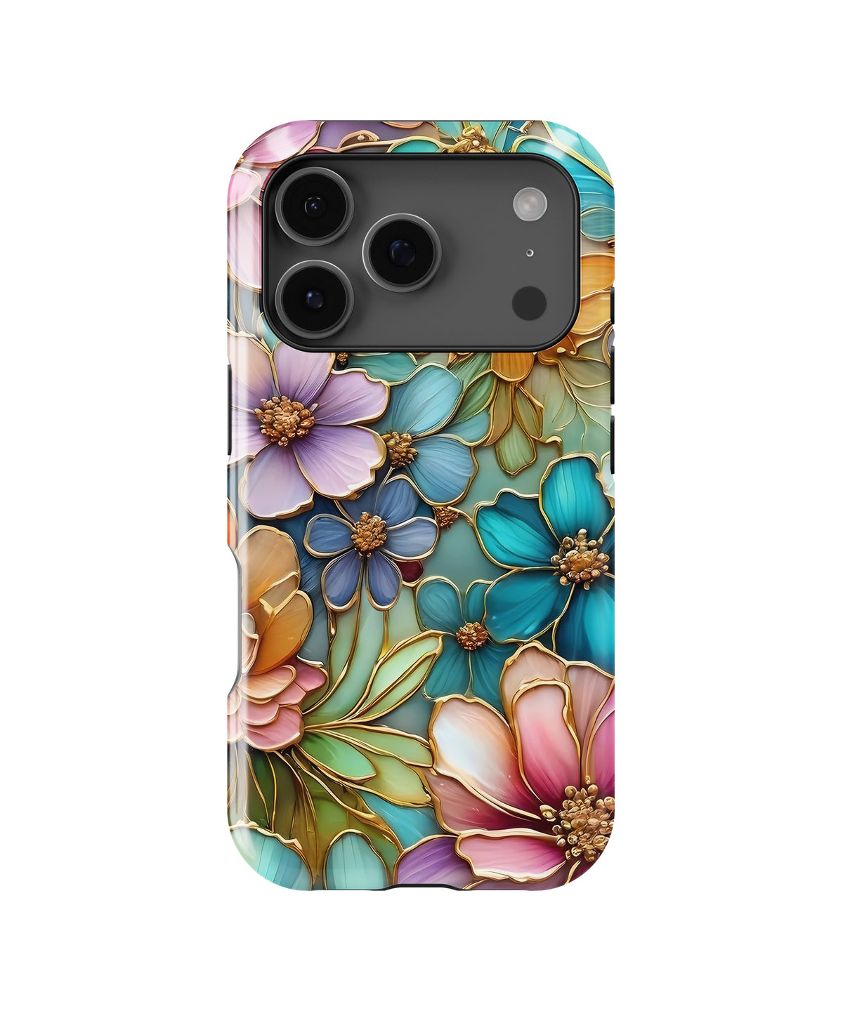 Gold Stained Glass Floral MagSafe iPhone Tough Case - i17PT p1
