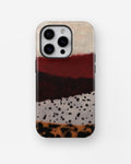 Burgundy Animal Print Colorblock MagSafe iPhone Tough Case - i15 pro tough p1