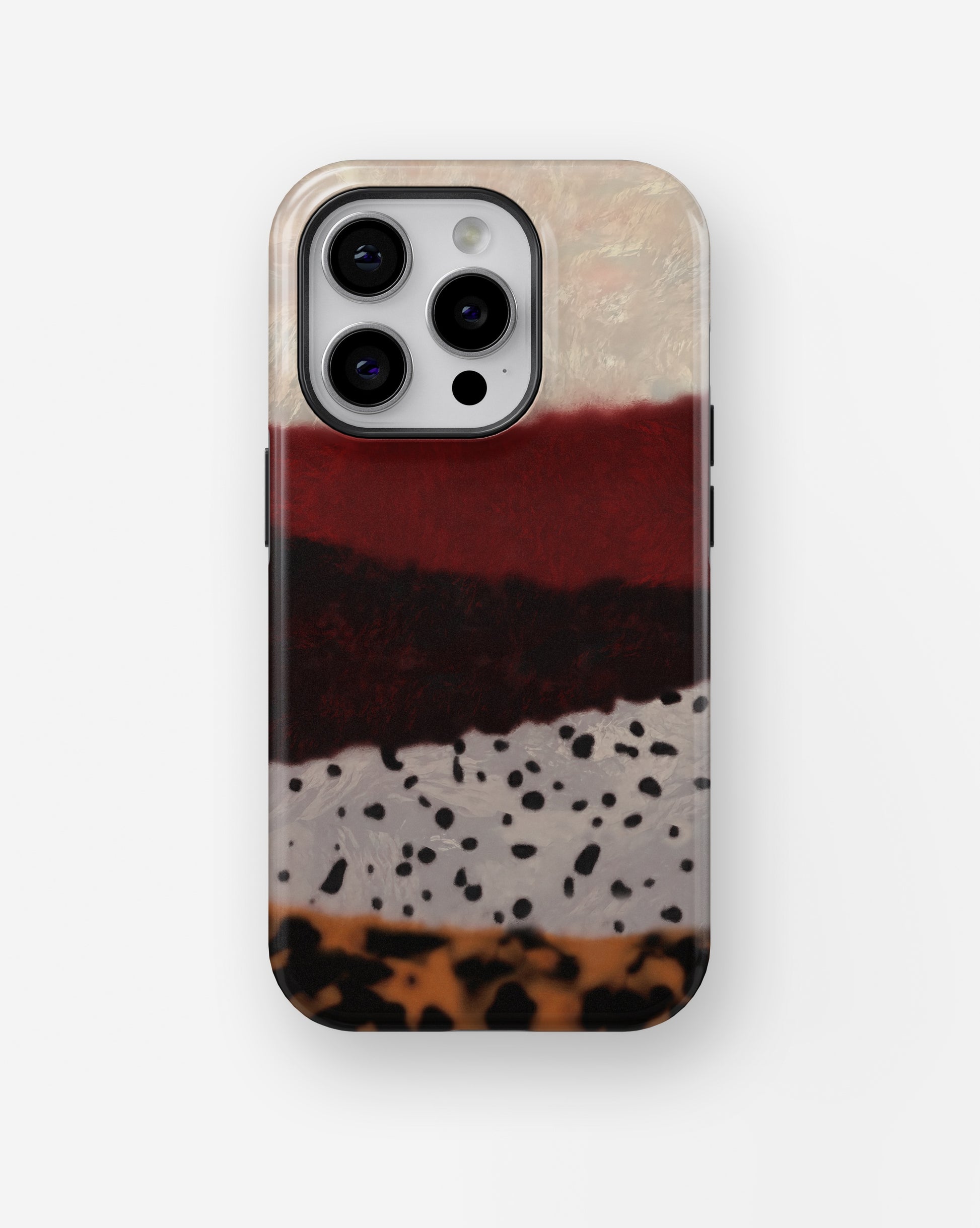 Burgundy Animal Print Colorblock MagSafe iPhone Tough Case - i15 pro tough p1