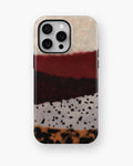Burgundy Animal Print Colorblock MagSafe iPhone Tough Case - i15 pro max tough p1