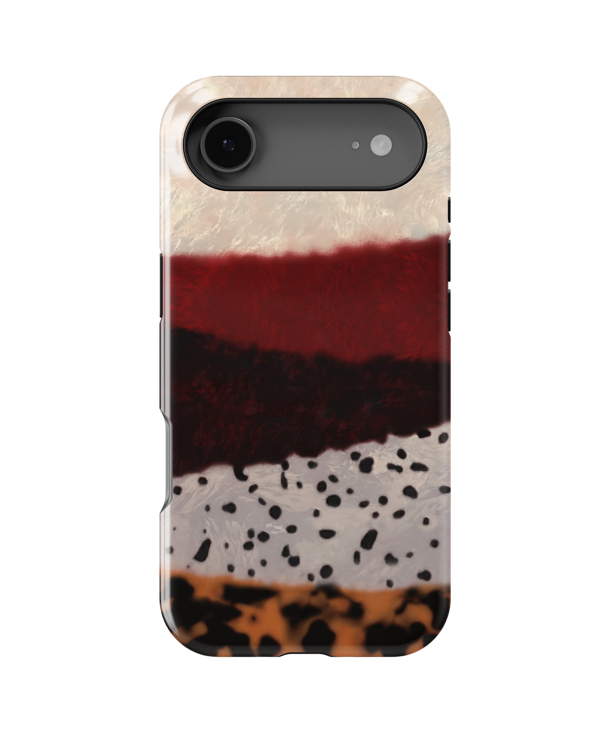 Burgundy Animal Print Colorblock MagSafe iPhone Tough Case - i17AT p1