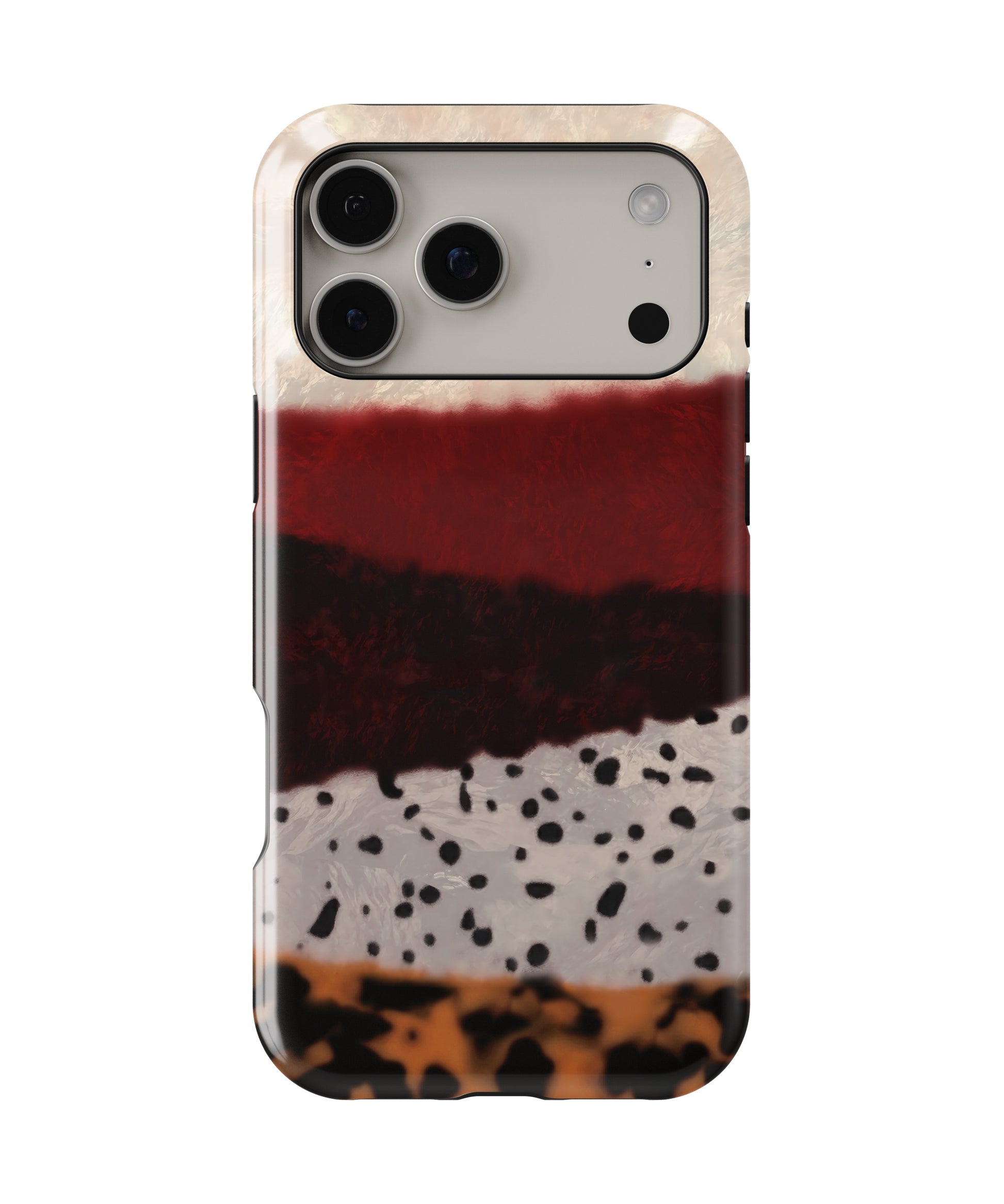 Burgundy Animal Print Colorblock MagSafe iPhone Tough Case - i17PMT p1