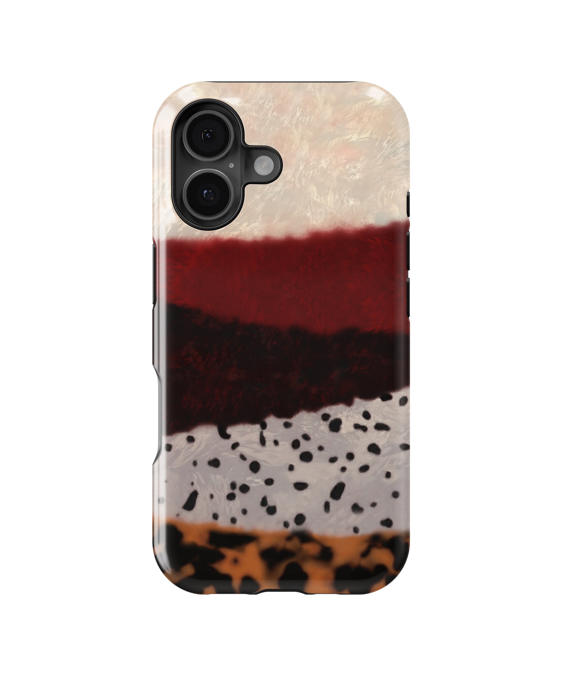 Burgundy Animal Print Colorblock MagSafe iPhone Tough Case - i17T p1