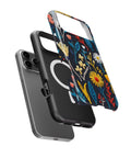 Black Embroidered Wildflower MagSafe iPhone Tough Case - i17PMT p11